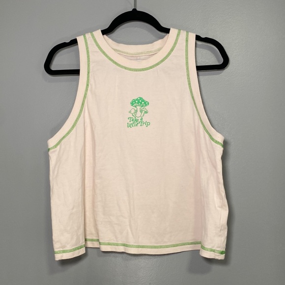 Urban Outfitters Mushroom "Take a Little Trip" Sleeveless Tank - Picture 2 of 9